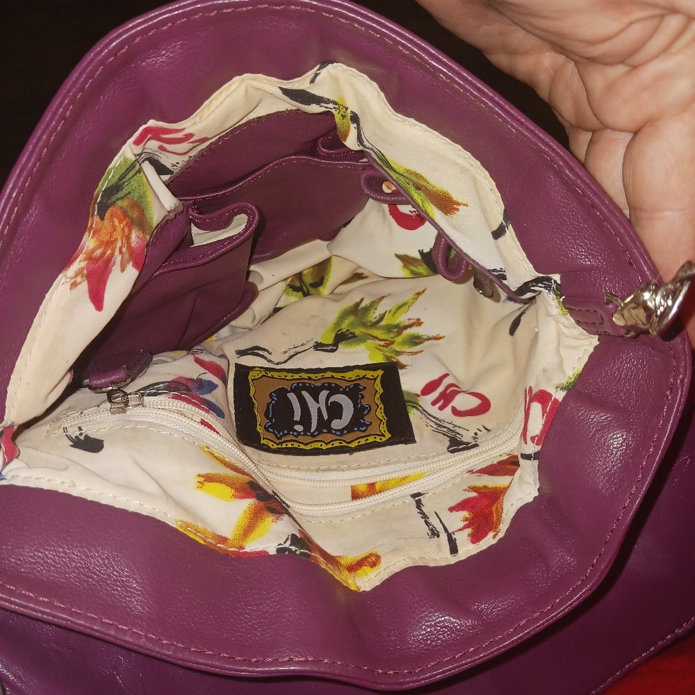 Vintage '90s style faux leather purple purse - Picture 3 of 7